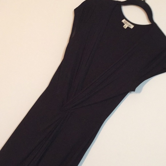Black twist Dress S M midi maxi high low - Picture 5 of 5